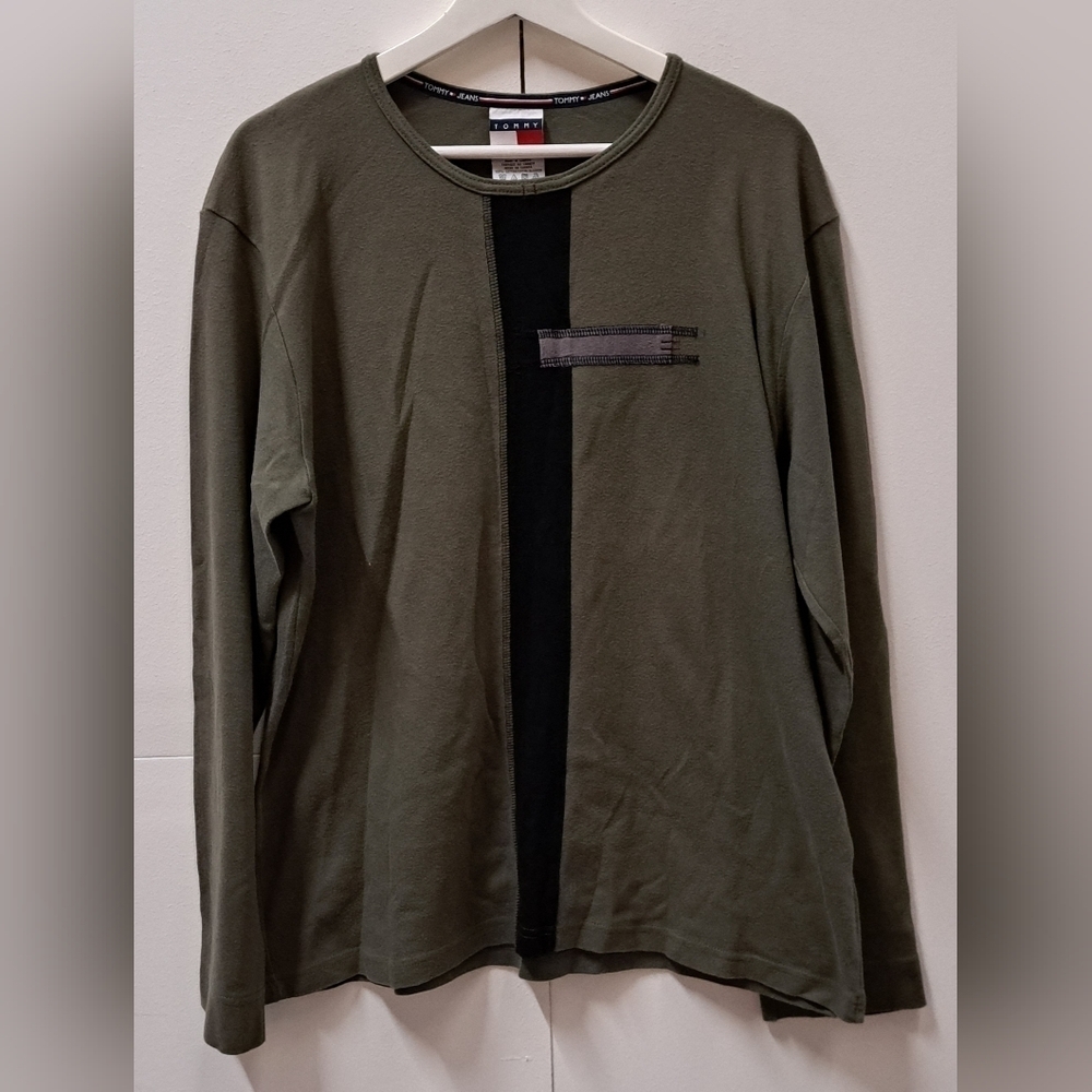 Tommy Hilfiger Tommy Jeans Mens Vintage T-Shirt Tee 90s Long Sleeve HQ Cotton XL